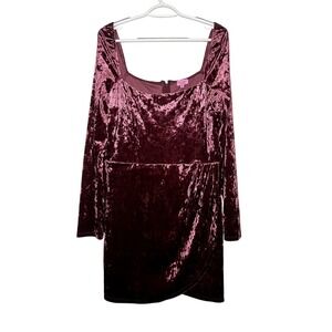Mi Ami for Francescas Burgundy Velvet Square Neck Long Sleeve Mini‎ Dress XL